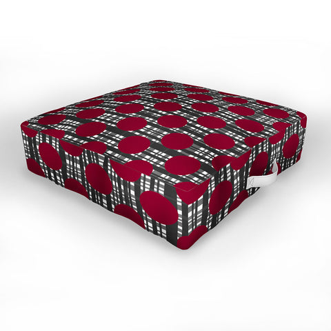 Lisa Argyropoulos Holiday Plaid and Dots Red Outdoor Floor Cushion