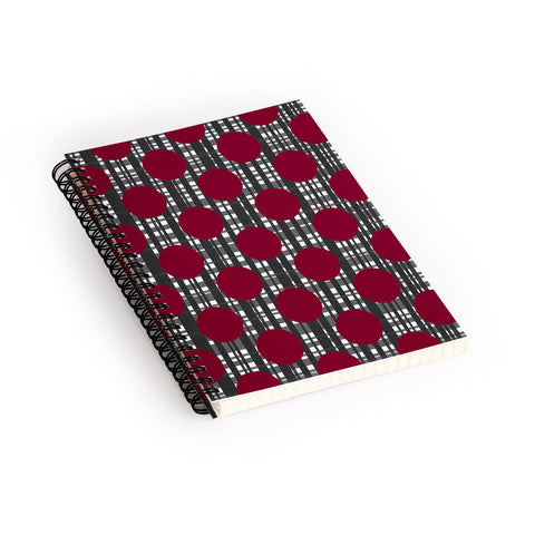 Lisa Argyropoulos Holiday Plaid and Dots Red Spiral Notebook