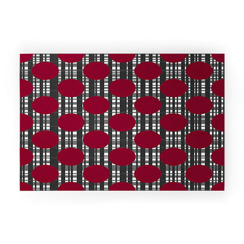 Lisa Argyropoulos Holiday Plaid and Dots Red Welcome Mat