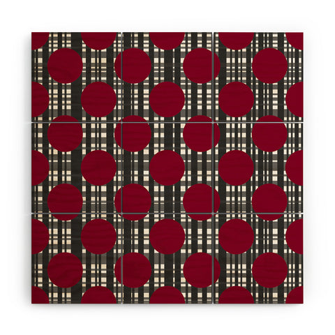 Lisa Argyropoulos Holiday Plaid and Dots Red Wood Wall Mural