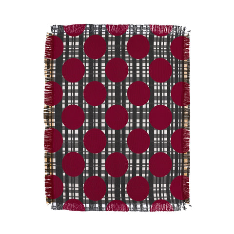 Lisa Argyropoulos Holiday Plaid and Dots Red Throw Blanket