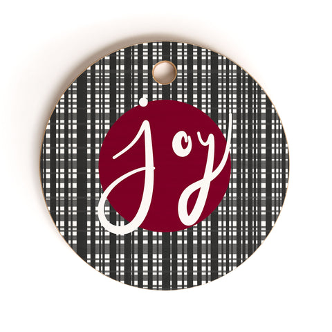 Lisa Argyropoulos Holiday Plaid Modern Joy Cutting Board Round