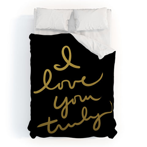 Lisa Argyropoulos I Love You Truly in Black Duvet Cover
