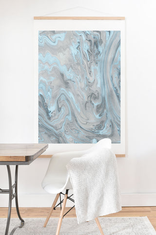Lisa Argyropoulos Ice Blue and Gray Marble Art Print And Hanger