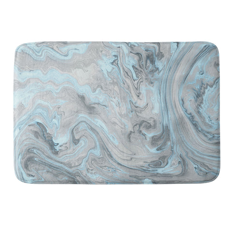 Lisa Argyropoulos Ice Blue and Gray Marble Memory Foam Bath Mat