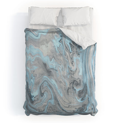 Lisa Argyropoulos Ice Blue and Gray Marble Comforter