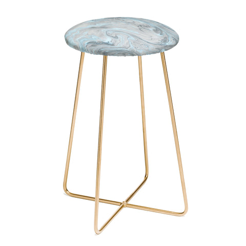 Lisa Argyropoulos Ice Blue and Gray Marble Counter Stool