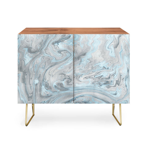 Lisa Argyropoulos Ice Blue and Gray Marble Credenza