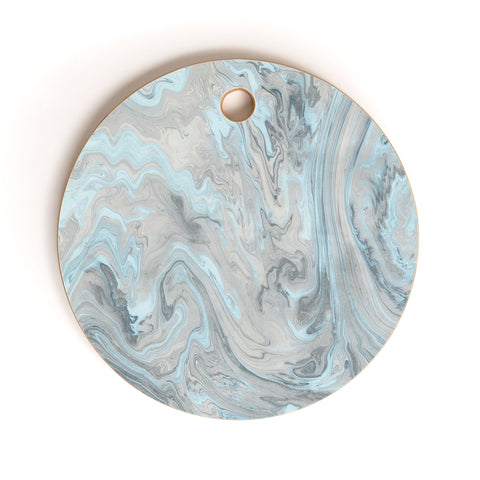 Lisa Argyropoulos Ice Blue and Gray Marble Cutting Board Round