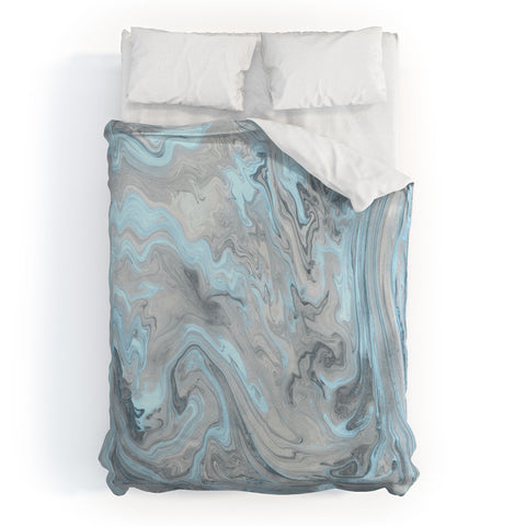 Lisa Argyropoulos Ice Blue and Gray Marble Duvet Cover