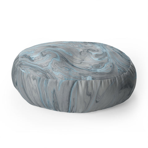 Lisa Argyropoulos Ice Blue and Gray Marble Floor Pillow Round