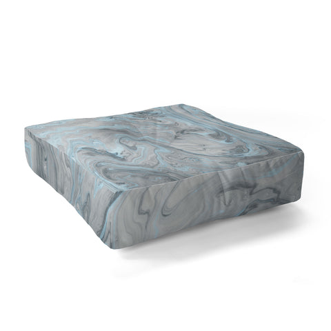 Lisa Argyropoulos Ice Blue and Gray Marble Floor Pillow Square