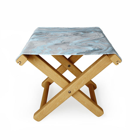 Lisa Argyropoulos Ice Blue and Gray Marble Folding Stool