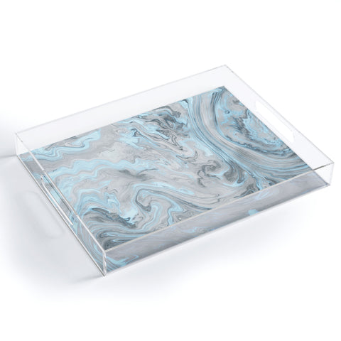 Lisa Argyropoulos Ice Blue and Gray Marble Acrylic Tray