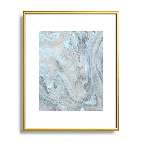 Lisa Argyropoulos Ice Blue and Gray Marble Metal Framed Art Print