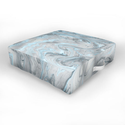 Lisa Argyropoulos Ice Blue and Gray Marble Outdoor Floor Cushion