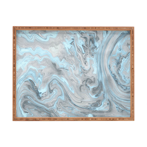 Lisa Argyropoulos Ice Blue and Gray Marble Rectangular Tray