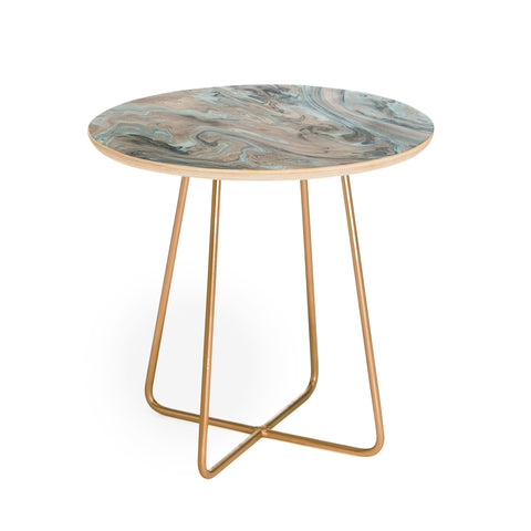 Lisa Argyropoulos Ice Blue and Gray Marble Round Side Table