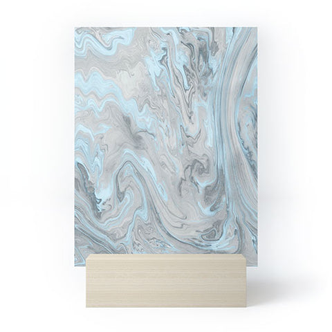 Lisa Argyropoulos Ice Blue and Gray Marble Mini Art Print