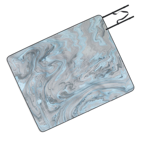 Lisa Argyropoulos Ice Blue and Gray Marble Picnic Blanket