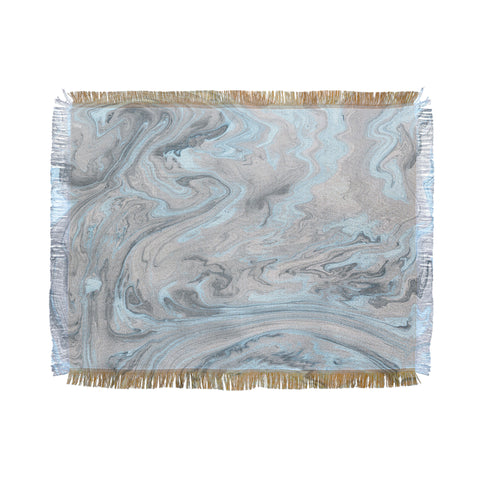 Lisa Argyropoulos Ice Blue and Gray Marble Throw Blanket