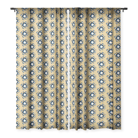 Lisa Argyropoulos Jumble Squares Royal Sheer Window Curtain