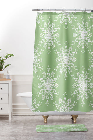 Lisa Argyropoulos La Boho Snow Sage Shower Curtain And Mat