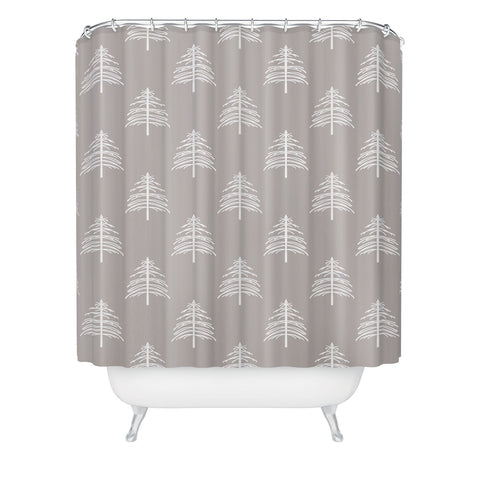 Lisa Argyropoulos Linear Trees Neutral Shower Curtain