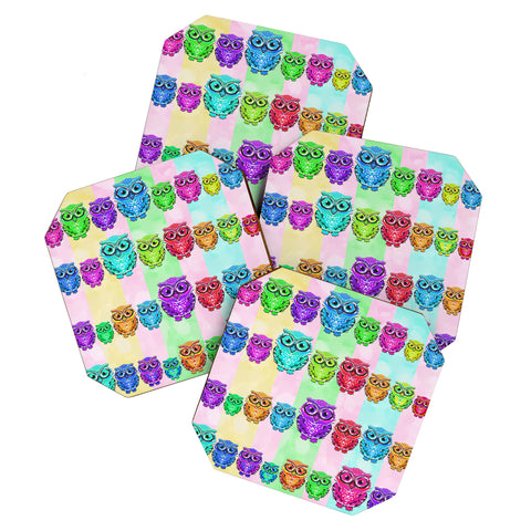 Lisa Argyropoulos Little Hoots Stripes Multicolor Coaster Set