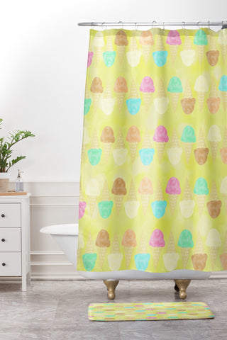 Lisa Argyropoulos Little Scoops Yellow Shower Curtain And Mat