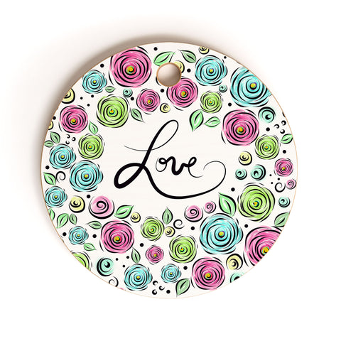 Lisa Argyropoulos Love Blooms Pastel Cutting Board Round