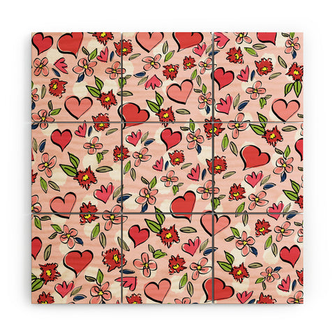 Lisa Argyropoulos Love Flowers And Dots Wood Wall Mural