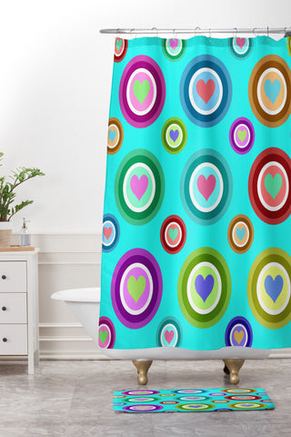 Lisa Argyropoulos Love Love Love Aquamint Shower Curtain And Mat