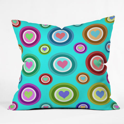 Lisa Argyropoulos Love Love Love Aquamint Outdoor Throw Pillow