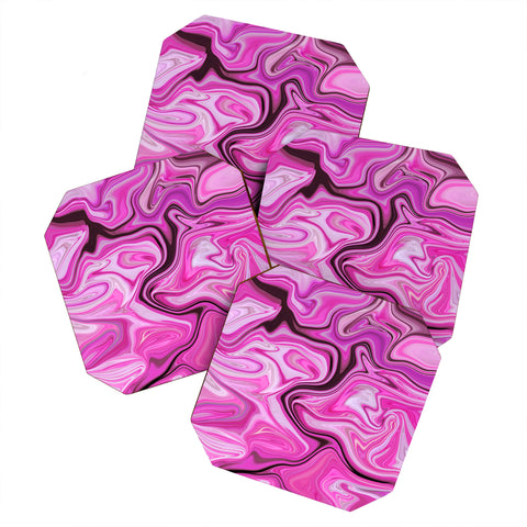 Lisa Argyropoulos Marbled Frenzy Glamour Pink Coaster Set