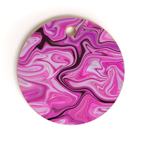 Lisa Argyropoulos Marbled Frenzy Glamour Pink Cutting Board Round