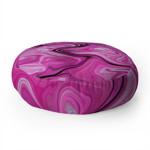 Lisa Argyropoulos Marbled Frenzy Glamour Pink Floor Pillow Round