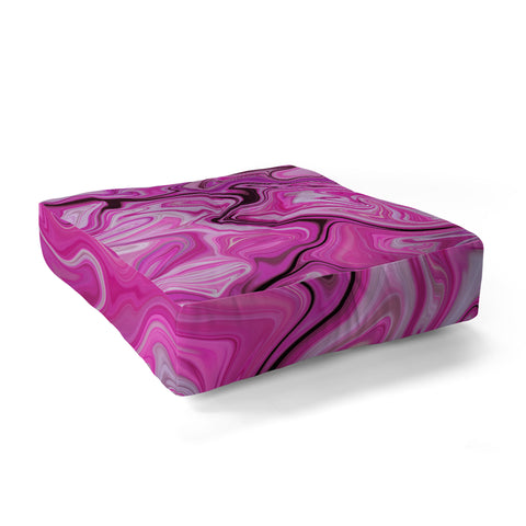 Lisa Argyropoulos Marbled Frenzy Glamour Pink Floor Pillow Square