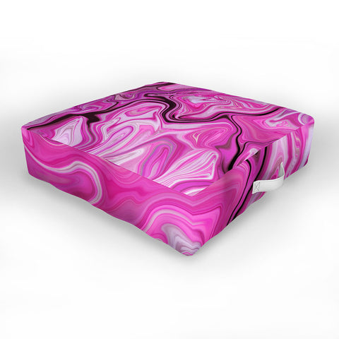 Lisa Argyropoulos Marbled Frenzy Glamour Pink Outdoor Floor Cushion