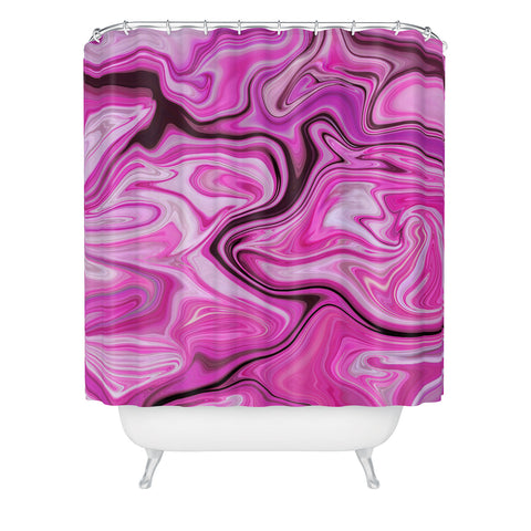 Lisa Argyropoulos Marbled Frenzy Glamour Pink Shower Curtain