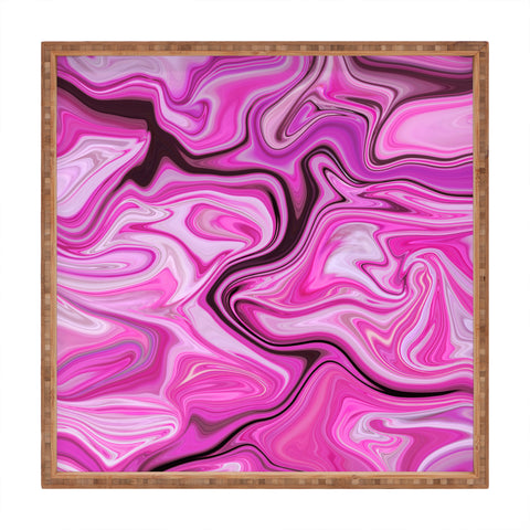 Lisa Argyropoulos Marbled Frenzy Glamour Pink Square Tray