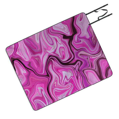 Lisa Argyropoulos Marbled Frenzy Glamour Pink Picnic Blanket