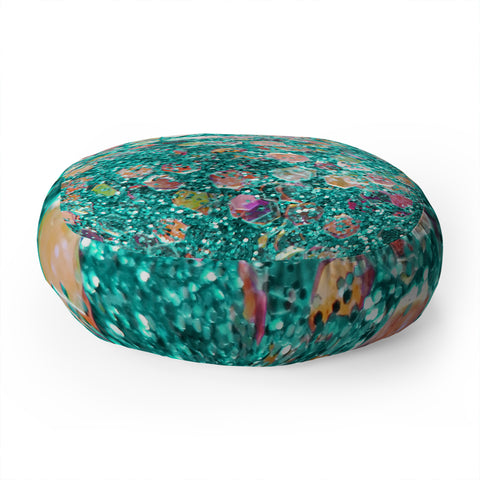 Lisa Argyropoulos Mermaid Scales Teal Floor Pillow Round