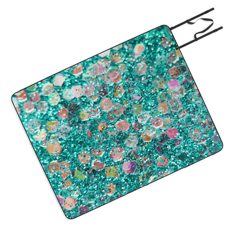 Lisa Argyropoulos Mermaid Scales Teal Picnic Blanket
