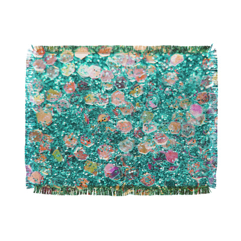 Lisa Argyropoulos Mermaid Scales Teal Throw Blanket