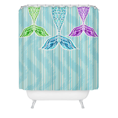 Lisa Argyropoulos Mermaids and Stripes Sea Shower Curtain