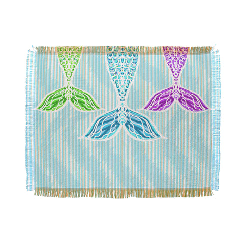 Lisa Argyropoulos Mermaids and Stripes Sea Throw Blanket