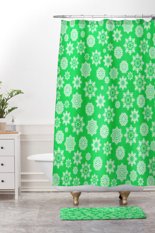 Lisa Argyropoulos Mini Flurries on Jolly Green Shower Curtain And Mat