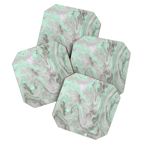 Lisa Argyropoulos Mint and Gray Marble Coaster Set
