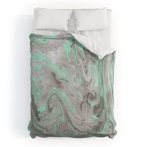 Lisa Argyropoulos Mint and Gray Marble Comforter